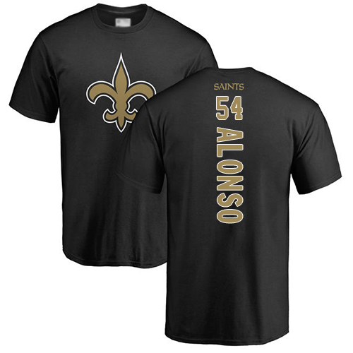 Men New Orleans Saints Black Kiko Alonso Backer NFL Football #54 T Shirt->nfl t-shirts->Sports Accessory